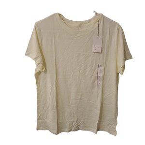 A New Day Womens Yellow Solid Short Sleeve Round Neck Pullover T Shirt Size XL